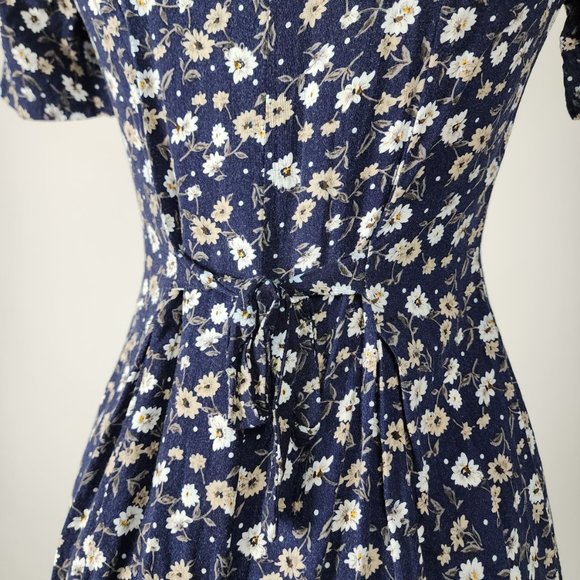 Vintage Jessica Scott Navy Blue Floral Button Up Romper Size S/M - Picture 8 of 11